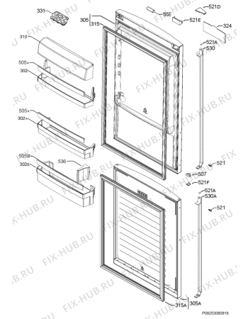 Взрыв-схема холодильника Aeg S93430CMX2 - Схема узла Door 003